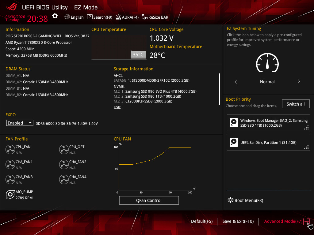 How to navigate to the advanced section of ROG motherboard BIOS.