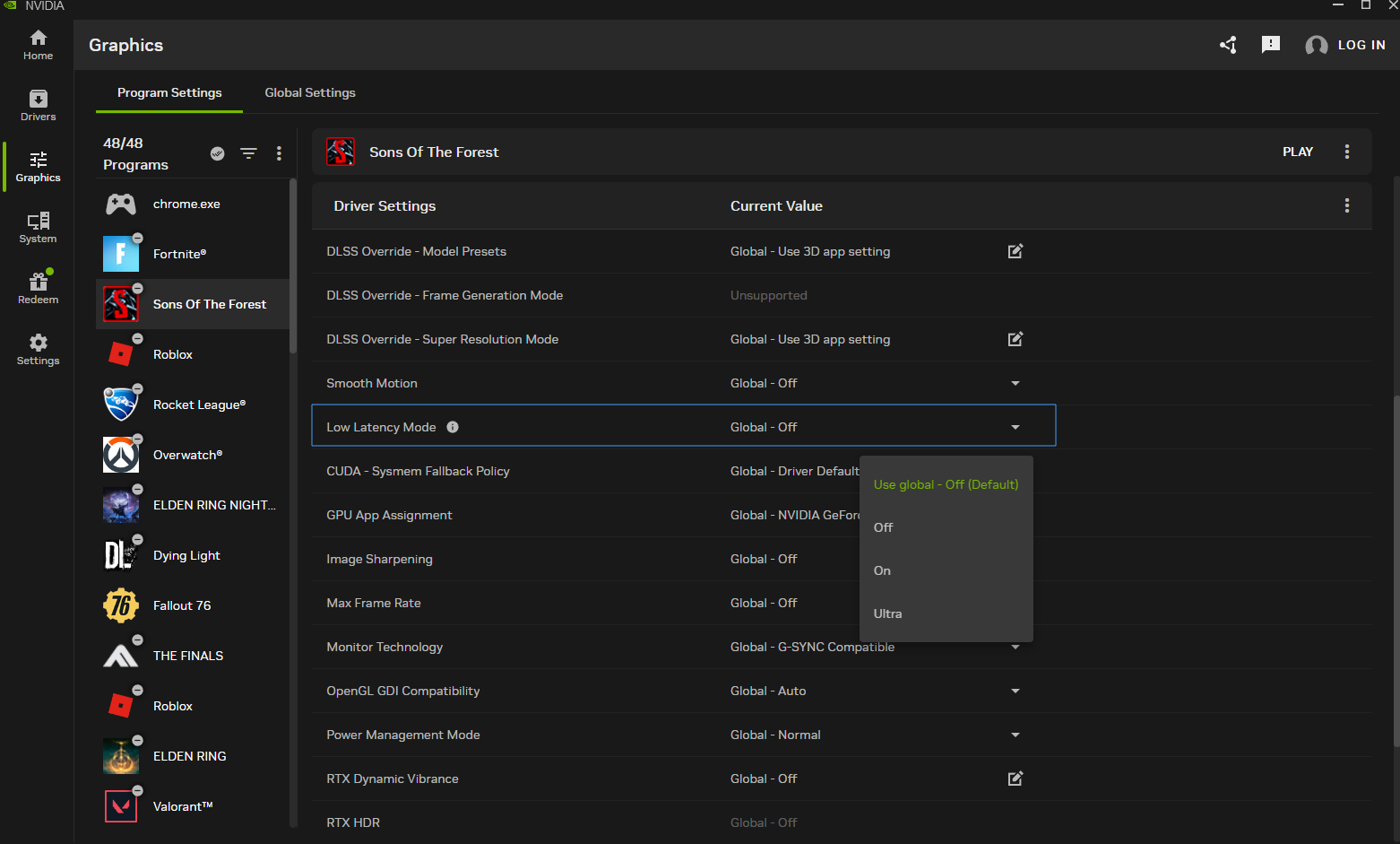 Image of how to enable NVIDIA Low Latency Mode.